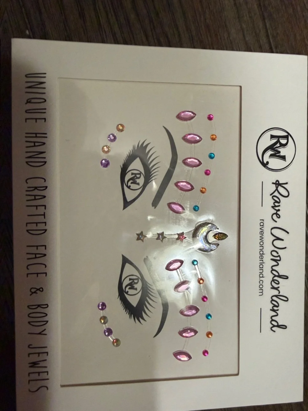 WONDERLAND Black Holographic Festival Goggles with Multicolor Face & Body Jewels